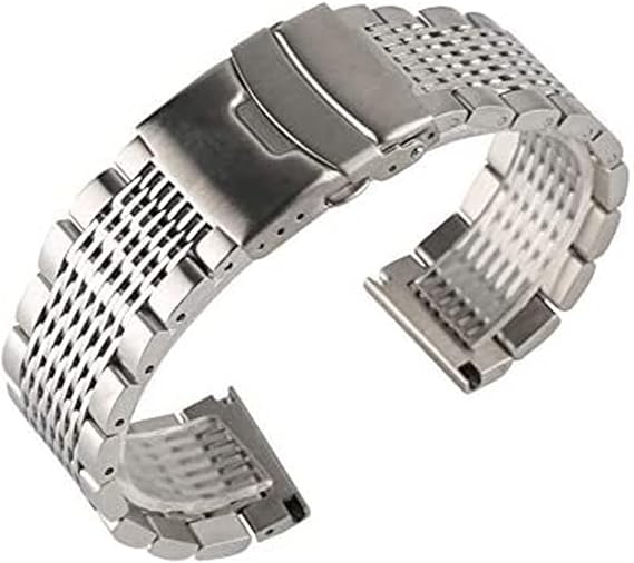 メタル腕時計バンド 金属ベルト 腕時計バンドCurved Strap Watchband ウォッチストラップ22mm soildステンレス鋼の監視バンドメン用時計メタルストラップブレスレットクロック交換時計バンドラグジュアリーブレスレット 時計留め金 腕時計 ストラップ 時計 レディース メンズ 時計ブラシ Color : Silver, サイズ : 22mm