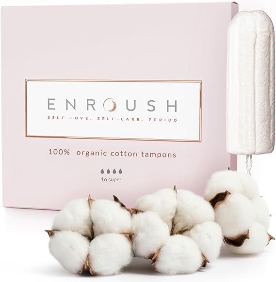ENROUSH 100% Organic Cotton Buffer | Nature Soluble and Toxin-Free | Hypoallergenic - Irritable and Allergy-Free | Ultra Absorbent - Leak-Free Protection | Healthy and Comfortable Choice for Your Body - 16 Superb