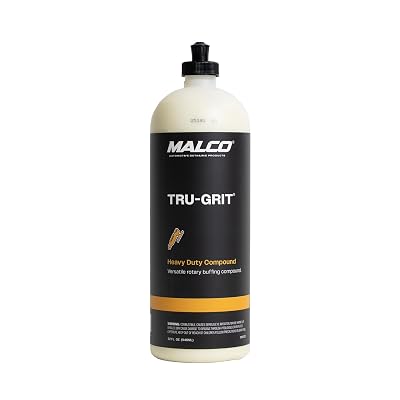 Malco Tru Grit - Heavy Duty Buffing and Polishing Compound for CarsAutomotive Paint Correction and DetailingRemoves 1000-1500 Grit Sand Scratches  32 Oz. 120032