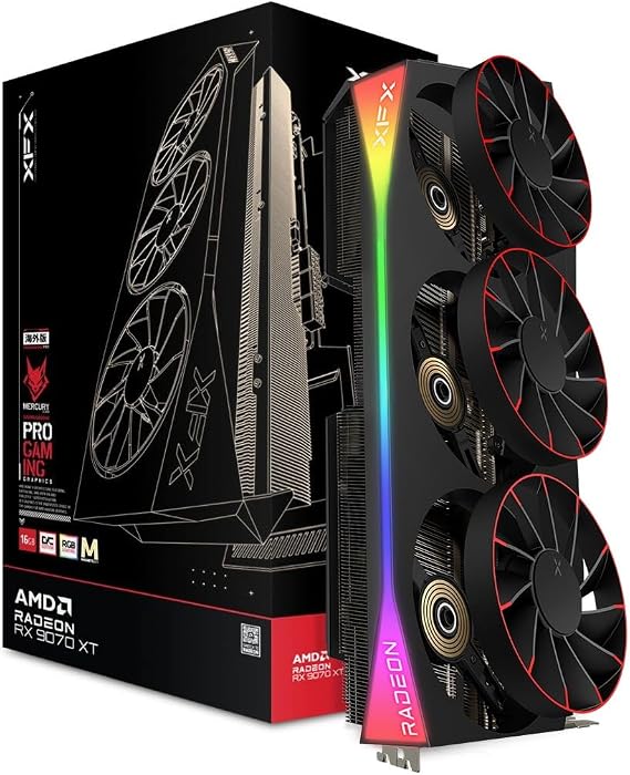 XFX Mercury AMD Radeon RX 9070XT OC Magnetic Air Edition RGB 16GB GDDR6 HDMI 3xDP, AMD RDNA 4 RX-97TMARGB9
