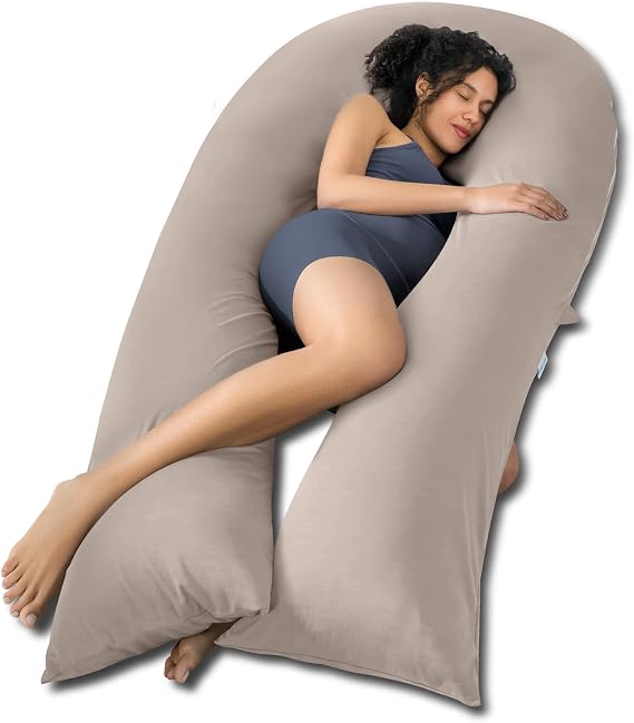 QUEEN ROSE 65 Inch Cooling U Shaped Pregnancy Pillow, Maternity Body Pillow | Extra Long Comfort Full Body Support for Back, Hips, and Legs, Designed for Pregnant Women and Other Adults, Nomad