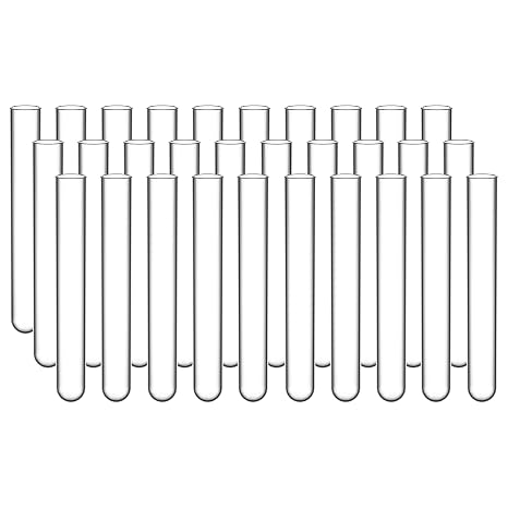 stonylab Glass Test Tubes, Transparent Borosilicate Glass Round Bottom Test Tubes with 20 mm Diameter and 150 mm Length for Lab Use, 30-Pack