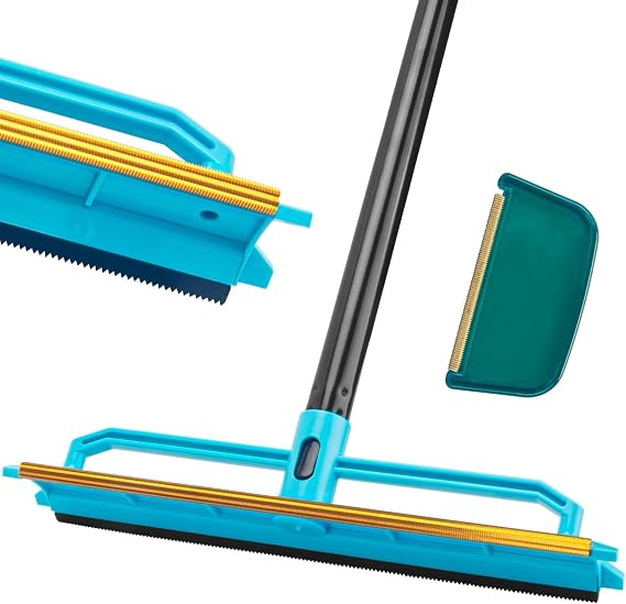 Carpet Rake Pet Hair Removal Tool with 56" Long Handle
