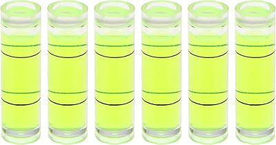 HARFINGTON 6pcs Small Cylindrical Bubble Level Vials 10x35mm PMMA Mini Horizontal Bubble Spirit Level Measuring Layout Tools for RV TV Picture Frame Hanging Tool Leveler