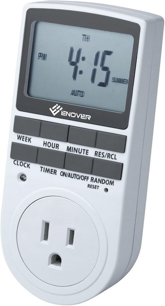7 Day / 24 Hour Programmable Digital Weekly Light Switch Timer Plug for Electrical Outlet with Anti-theft Random Option (15A/1800W,1Pack)