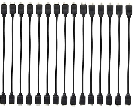 15pcs Black 0.3M/ 0.98ft 4 Color RGB Extension Cable LED Strip Connector for SMD 5050 3528 LED Light Strip RGB Wire