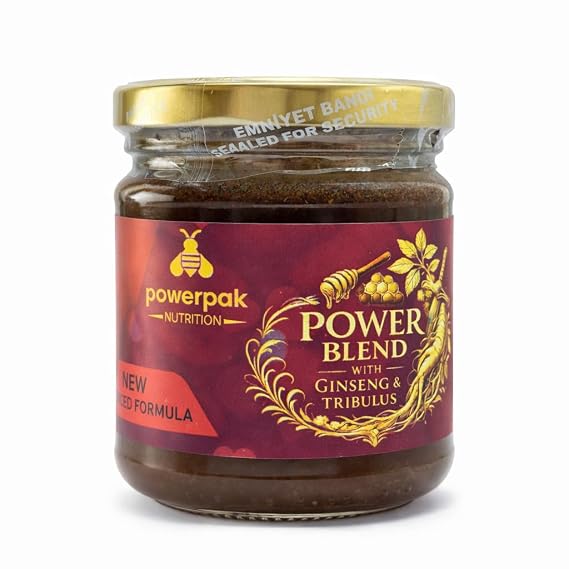 PowerPak Honey Mix with Ginseng & Tribulus Extra Strength Long Lasting Premium Infused Honey Paste, 240 g Jar mplus