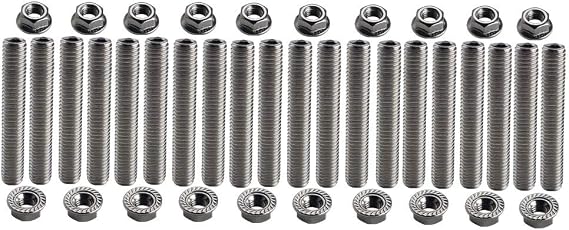 Dewhel 20 pcs stainless exhaust manifold stud kit manifolds Super Duty for Ford 6.8 Liter V10