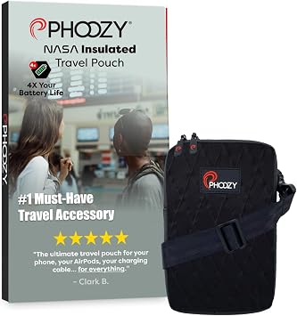 PHOOZY Orion Thermal Phone Pouch with NASA Insulation Technology - Insulated Case for Cold Weather Extends Battery Life 4X - Sauna Protector for Heat and Extreme Conditions - Black