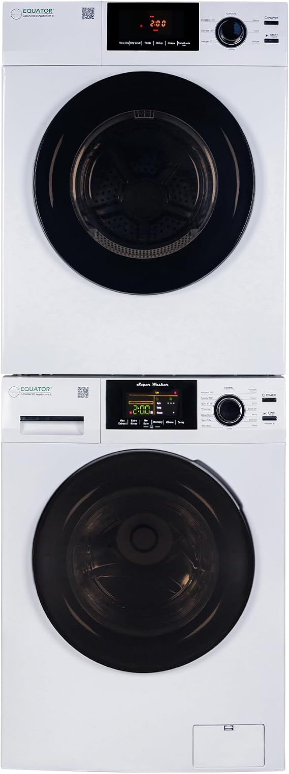 Equator Power Touch 18 lbs Compact 110V Washer +220V Vented Digital 4cf Dryer
