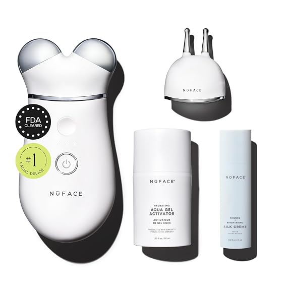 NUFACE Trinity+ Facial Massager + Lip & Eye Attachment - FDA-Cleared Face Sculpting Tool, Targeted Lift for Brows, Eyes & Lips, Reduces & Smooths Smile, Fine Lines - Microcurrent Facial Device