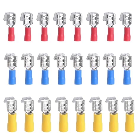 150PCS Piggyback Spade Connectors 22-16 16-14 12-10 AWG Insulated Female and Male Piggyback Spade Crimp Terminals Assortment Kit Quick Disconnect Electrical Wire Crimp Connectors (SPJZ)