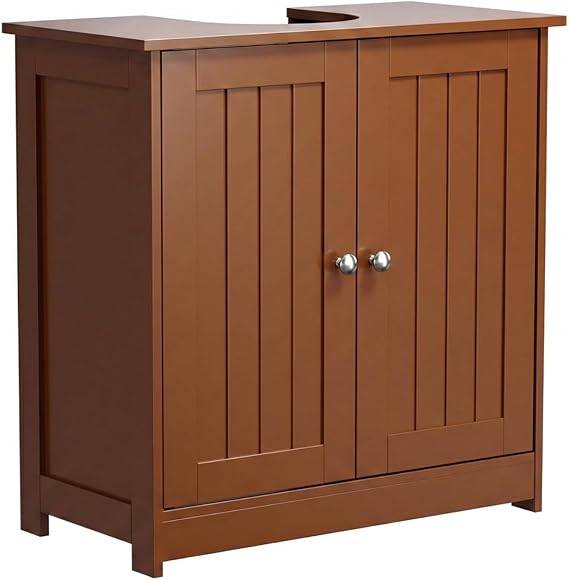 Bonnlo Pedestal Sink Storage Cabinet, 24" Espresso Under Sink Bathroom Storage Cabinet with 2 Doors and Adjustable Shelf, Traditional Bathroom Space Saver Organizer for Small Spaces, Water-Resistant