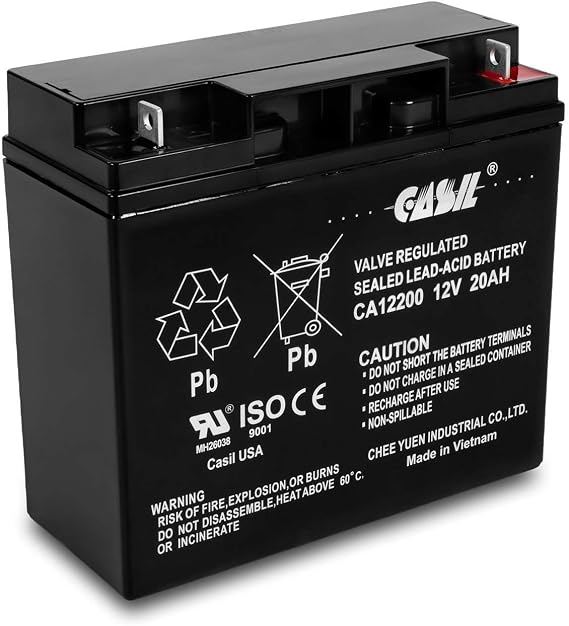 Casil 12V 20AH Battery Sealed Lead Acid AGM Rechargeable Deep Cycle Battery Nut and Bolt CA12200