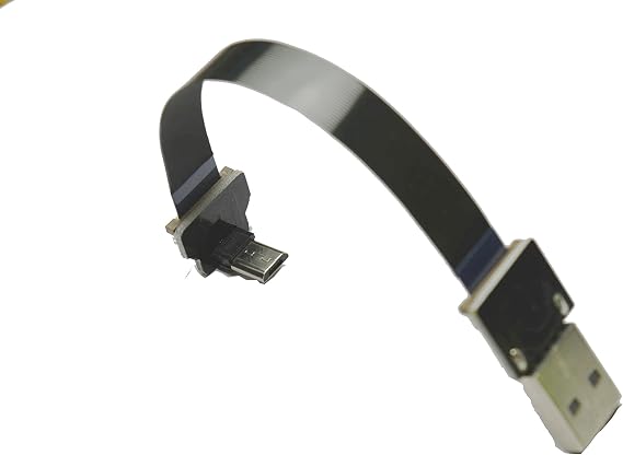 Ribbon Micro USB Cable FPV Flat Slim Thin Ribbon FPC Cable Micro USB 90 Degree Angled Male to Standard USB A Male for sync and Charging Black (15CM)