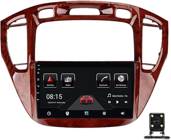 9 Inch Radio Double Din Car Stereo for Toyota Highlander 2001-2007 GPS Navigation Android Head Unit Multimedia Player with Backup Camera Compatible with Carplay and Android Auto