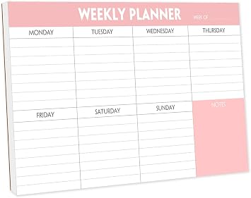 Weekly Planning Pad - Tear Off To Do List Pad with Daily Schedule & Calendar, 52 Sheets, 100gsm Paper, Undated Weekly Planning Notepad, 6x9 in