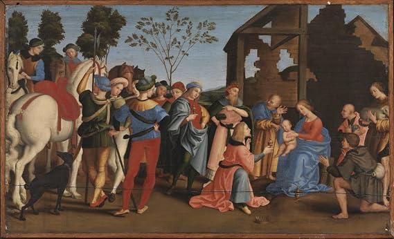 HCOTZHPY Classic Famous Artwork Modern Canvas Painting the Adoration of the Kings by Raphael Oil Painting Reproduction for Office Decor 60x90cm