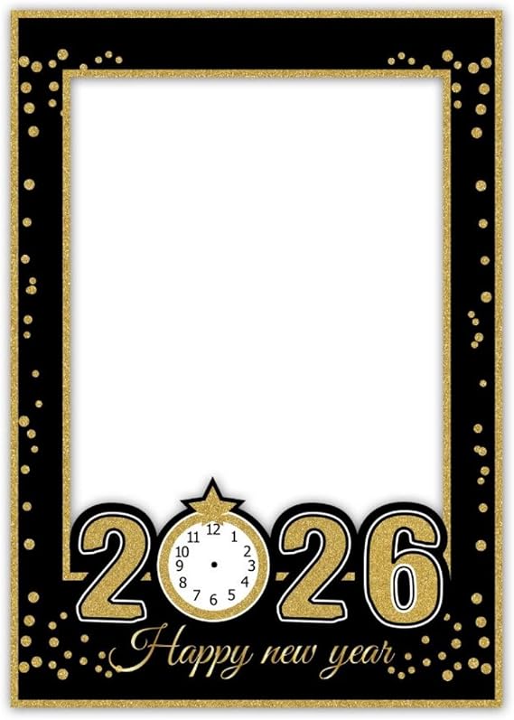 2027 Happy New Year's Eve Party Photo Booth Props Supplies with Photo Frame 2027 Party Props (Pack of 26)