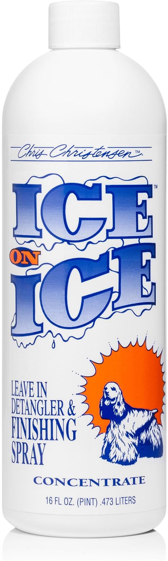 Chris Christensen Ice on Ice Detangler and Finishing Dog Spray, Concentrated Formula, Makes 2 Gallons, Helps Brush/Comb Glide Through Coat, Conditions, No Residue, All Coat Types, Made in USA, 16 oz