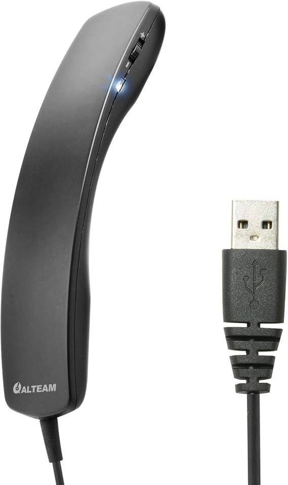 Wired Portable USB Handset Plug and Play with 2M Long Cable for Softphone Lightweight 78g, Retro, Volume Control, Microphone Mute