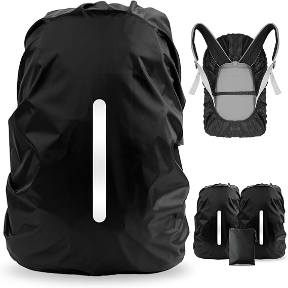 LAMA 2 Pack Waterproof Rain Cover for Backpack, Reflective Rainproof Protector for Anti-Dust and Anti-Theft, S Size (for 18L-25L Backpack), 2 Pcs Black
