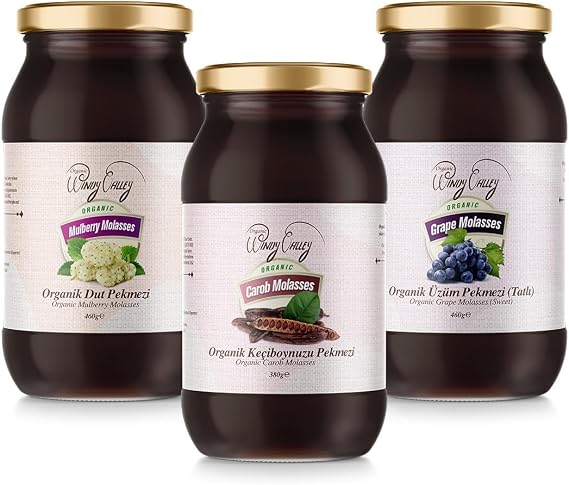 Organic Windy Valley Pekmez Seti (3 Parça) / ECOCERT Sertifikalı (460gr x 2 Adet)+(380gr x 1 Adet)