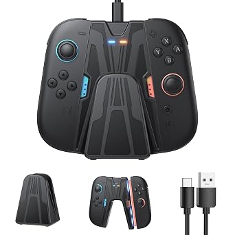 FASTSNAIL Charging Grip for Nintendo Switch 2 2025 for Joycon 2, Magnetic Controller Grip and Dock for Joy-con 2, Portable Charger Stand with LED Indicator, Play While Charging