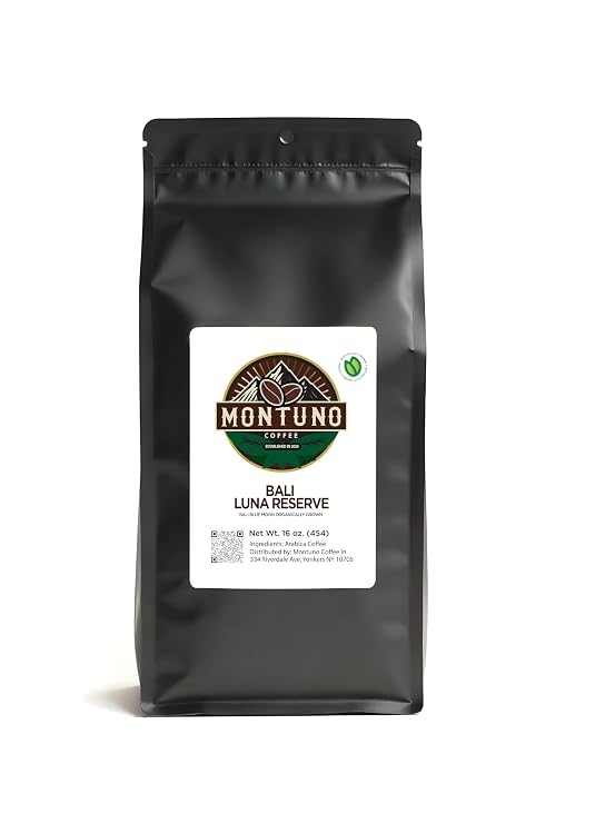 Montuno Coffee Bali Luna Reserve, Organic Arabica, Medium Roast, 1 Lb (Whole Bean)