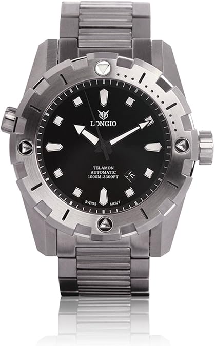 LONGIO Telamon Swiss Automatic Watch,1000m Dive Watch,47mm Large Mens Watch