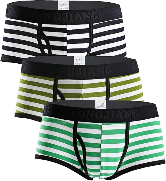 Gogobear Mens Cotton U Convex Stripes Panties Boxer Briefs Underwear | Front U Convex Pouch, Soft Cotton Blend, Daily Wear, Workout, Sports, All-Day Wear, Breathable, Sweat-Wicking