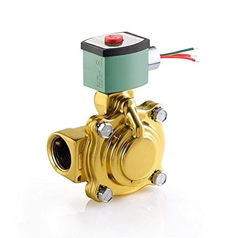 ASCO 8210G022-120/60,110/50 Brass Body Pilot Operated General Service Solenoid Valve, 1-1/2" Pipe Size, 2-Way Normally Closed, Nitrile Butylene Sealing, 1-1/4" Orifice, 22.5 Cv Flow, 120V/60 Hz, 110V/
