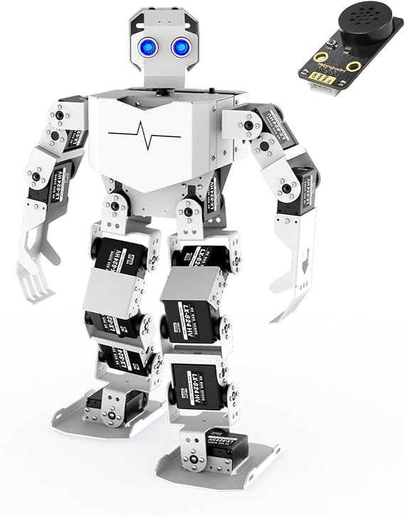 LewanSoul AI Voice Interaction Robot for Arduino Scratch Python Starter Programming 17DOF Humanoid Robot STEM Project Education Voice Command Walking Dancing Kicking Self-Stand Up, with Voice Module