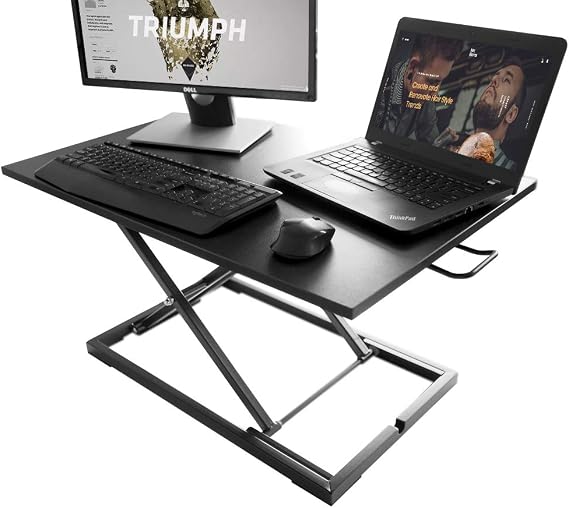Bright Stone Standing Desk,Big Height Adjustable Standing Desk Converter, 31.520.1 Inch Work Area, Fully Assembled (Black)