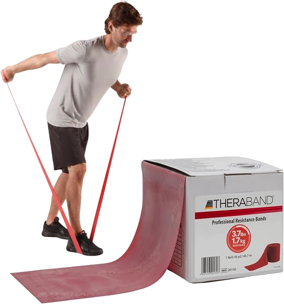 THERABAND Resistance Band, 50-Yard Roll, Latex Elastic Band for Exercise, Stretching, Physical Therapy, Yoga, Pilates, Home Workouts, Cut-to-Length, Color-Coded Levels