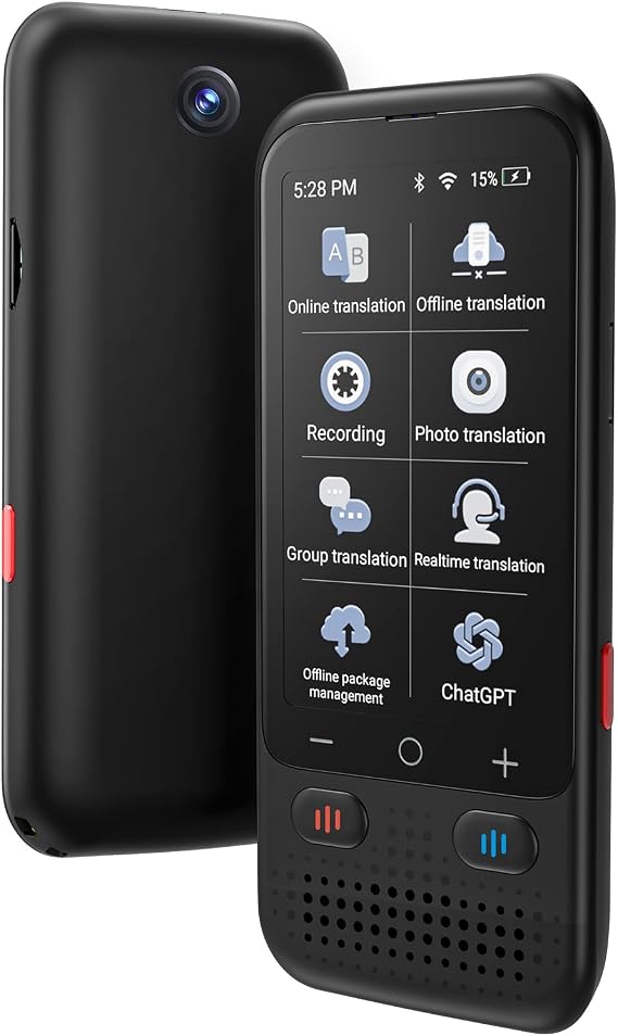 Language Translator Device, 2024 Upgraded Two-Way Portable Translator, ChatGPT Ai Voice Instant Two-Way 138 Language Translator, 3" HD Offline/Recording/Photo Translation for Business Study Travel