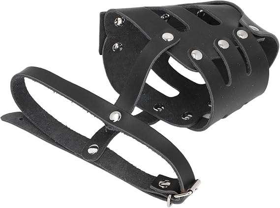 Dog Muzzle Breathable Adjustable Reinforced for Pet Training Faux Leather Material