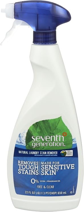 Seventh Generation Natural Laundry Stain Remover, Free & Clear, 16 oz Spray Bottle