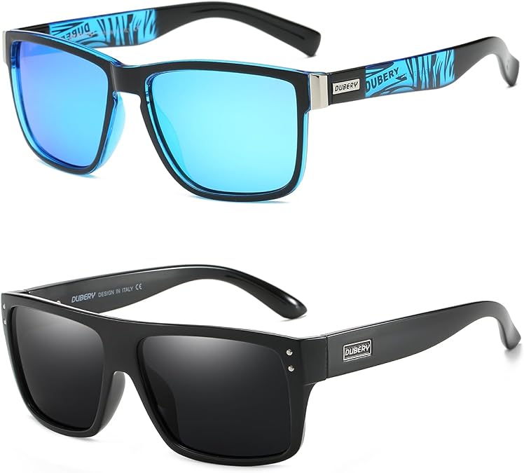 DUBERY Vintage Polarized Sunglasses D518+Wide Frame Rectangular Polarized Sunglasses D912