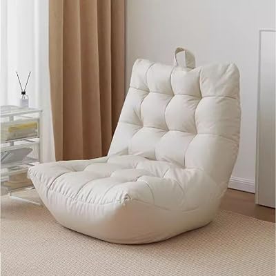 Bean Bag Chair Upholstered Lazy Lounge Chairs with Washable Cover Floor Couch for Living Room Bedroom ApartmentBeige,A