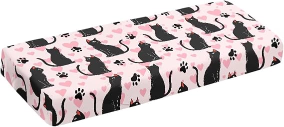 Piano Keyboard Dust Cover For 61-76/88 Keys Piano Cover Electric/Digital Piano Protective Keyboard Cover Piano Accessories-Black Cat And Paw Prints