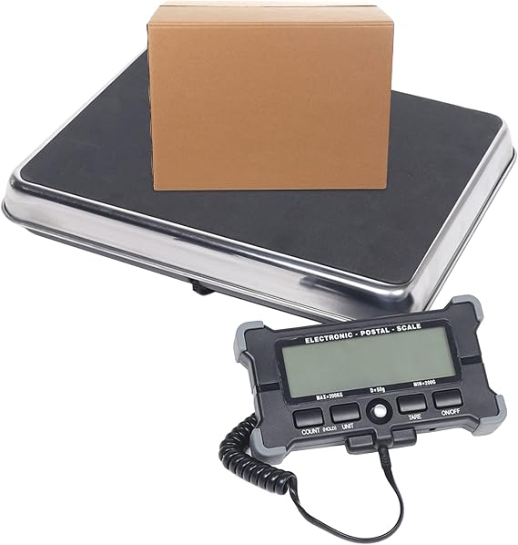 LOYALHEARTDY 440lb Digital Shipping and Postal Scale, with Heavy Duty Stainless Steel Large Platform, Industrial Floor Scale 2 AAA Batteries Include 12.4"X 9.8"