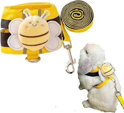 Rabbit Harness and Leash - Adjustable Bunny Harness Escape Proof for Walking Runnig Hiking Camping Outdoor,Cute Small Animal Harness Leash Set Medium