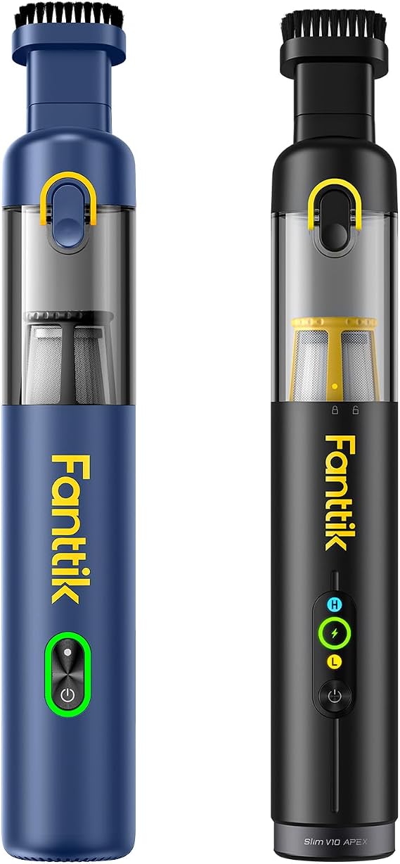 Fanttik Slim V10 APEX Cordless Car Vacuum Black V8 Mate Upgraded Cordless Car Vacuum Blue