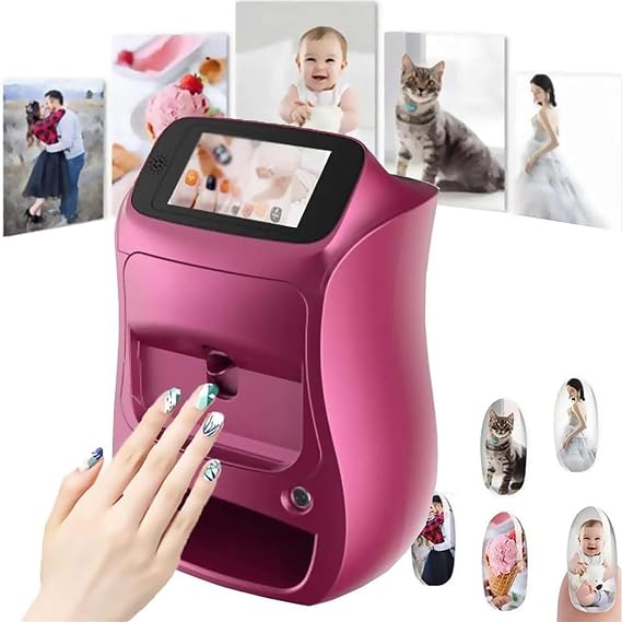 Digital Mobile Nail Art Printer, 3D Automatic Smart Nail Machine with Touch Screen Display, Nail Printer Nail Art Machine for Nail Salon Nail Lovers,Purple