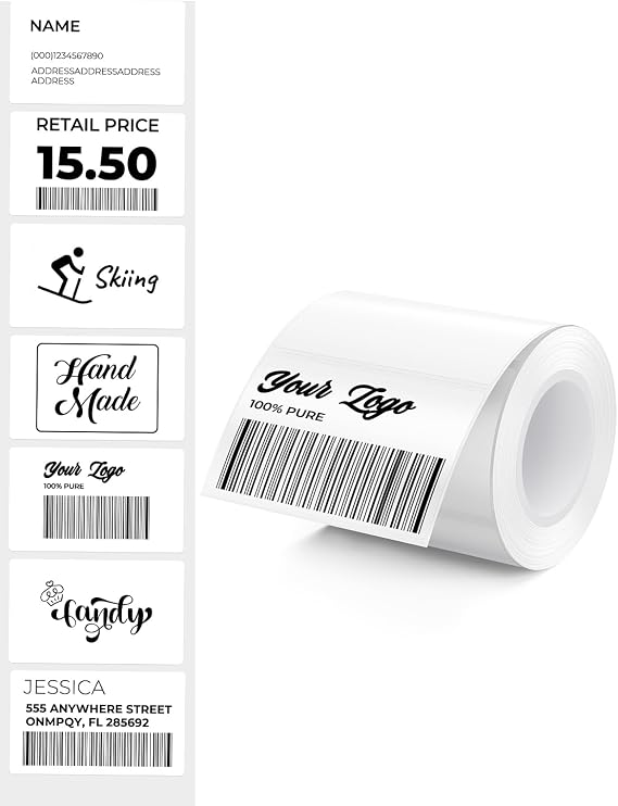 MUNBYN 1.97x1.18(50mm x 30mm) Thermal Labels,220 Sheets/Roll, White