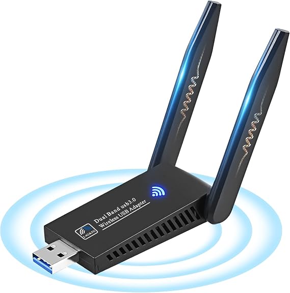 WiFi Adapter for Desktop PC, Aigital 1300Mbps Dual Band USB3.0 Wi-Fi Dongle Wireless Network Adapter with Antenna for Laptop, Compatible with Windows 11/10/8/7/XP/Vista & Mac OS X 10~11