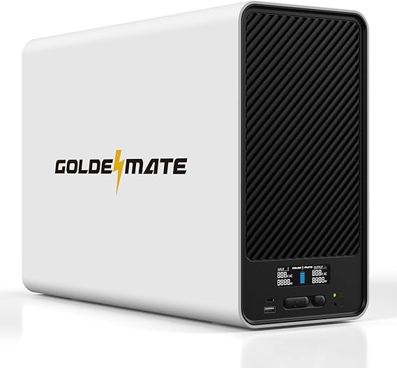 GOLDENMATE 1500VA/1200W Lithium UPS Battery Backup & Surge Protector, White