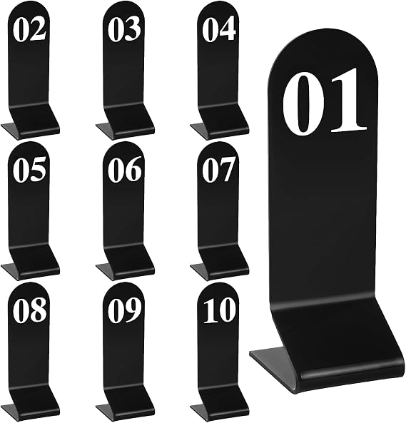 Muka Set of 10 Acrylic Double Sided Table Numbers, Number Signs for Wedding Restaurant Banquet-Black-Number 1to10