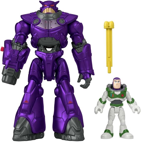 Mattel Disney and Pixar Lightyear Toys, Imaginext Battle Blast Zurg & Buzz Lightyear Figure Set for Preschool Pretend Play Ages 3-8 Years, HGT34
